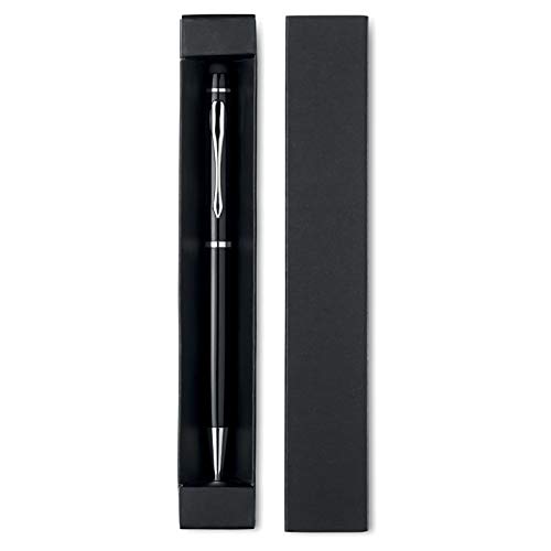Mid Eleganter Kugelschreiber aus Aluminium, mit Geschenkbox aus Karton, blaue Tinte, mit Touchscreen-Zeiger (schwarz) von Mid