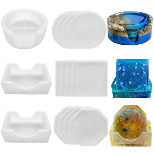Midnadiy 15pcs verdickte Silikonformen Gießformen, Silikonform Tablett mit Halter und sind leicht zu lösen, Silikonformen Epoxidharz für Untersetzer DIY Handwerk nach Hause Dekoration Midnadiy 15pcs verdickte Silikonformen Gießformen, Silikonform Tablett mit Halter und sind leicht zu lösen, Silikonformen Epoxidharz für Untersetzer DIY Handwerk nach Hause Dekoration von Midnadiy