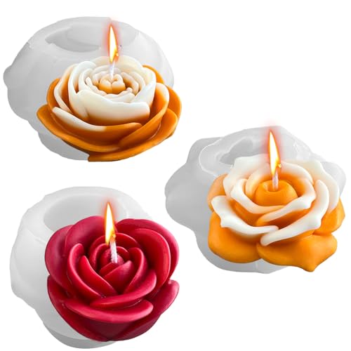 Midnadiy 3 Stück Silikonform Blumen, Weiche Silikonformen Gießformen Blumen Sind Leicht zu Lösen, Perfekt für die Herstellung Von Handgemachten Duftkerzen, Seifen, Gips, Harz Und Handwerk Geschenke von Midnadiy