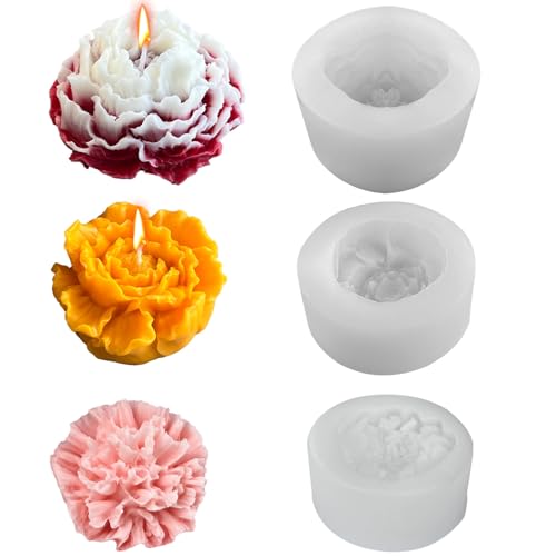 Midnadiy 3 Stück Silikonform Kerzen, Weiches Silikonformen Gießformen Blumen, leicht aus der Form zu lösen silikonformen kerzen, Perfekt für DIY-Kunsthandwerk, Formen für Kerzenherstellung von Midnadiy
