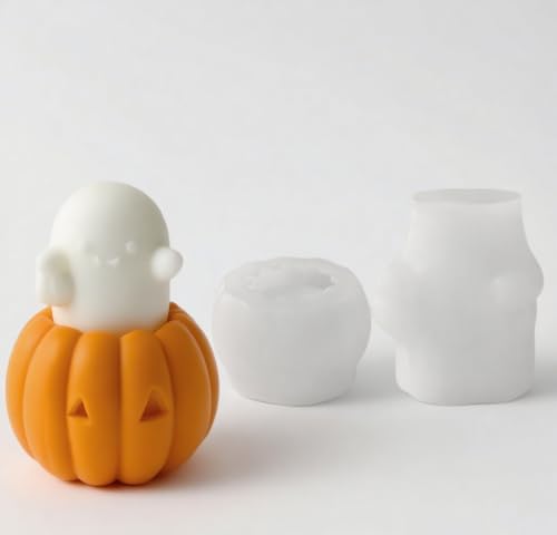 Midnadiy Halloween-Geisterform, Kürbis-Silikon-Kerzenform, 2-in-1-Kerzenform-Set, Kürbis-Geisterkerzenform, geeignet für selbstgemachte Kerzen, handgefertigte Seife, Harzhandwerk, Gips Midnadiy Halloween-Geisterform, Kürbis-Silikon-Kerzenform, 2-in-1-Kerzenform-Set, Kürbis-Geisterkerzenform, geeignet für selbstgemachte Kerzen, handgefertigte Seife, Harzhandwerk, Gips von Midnadiy
