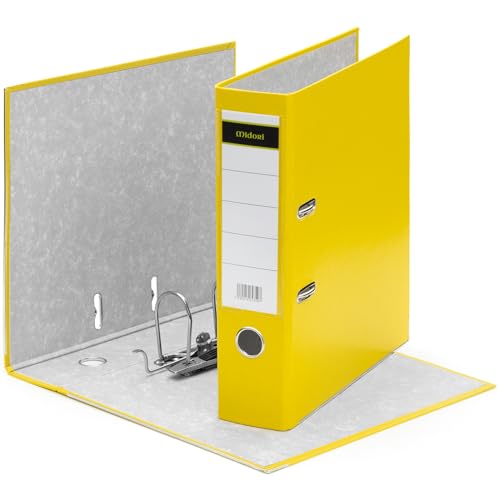 MIDORI Ordner PP-Color aus Kunststoff | 2er Pack Aktenordner 8 cm breit im DIN A4 Format in Breit AO Gelb | Breiter Briefordner Ringordner mit austauschbarem Rückenschild MIDORI Ordner PP-Color aus Kunststoff | 2er Pack Aktenordner 8 cm breit im DIN A4 Format in Breit AO Gelb | Breiter Briefordner Ringordner mit austauschbarem Rückenschild von Midori