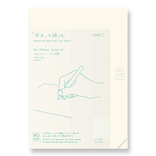 DESIGNPHIL Midori 15264006 Notizbuch, MD Notizbuch, Journal A5, 1 Seite pro Tag, Punkt-Quadrat von Midori