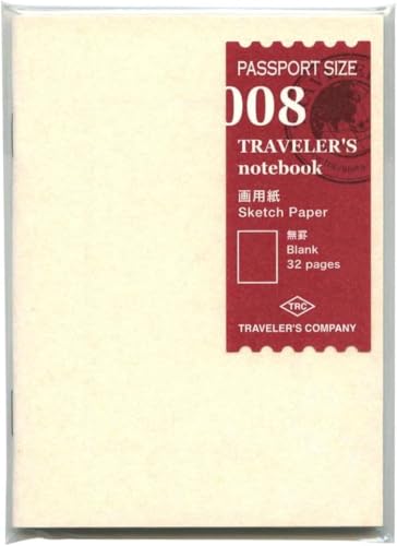 Designphil MIDORI TRAVELER'S Passport Size Refill 008 / Sketching Heavy Paper - Weiß, Reisepassgröße, Schreibpapier von Designphil