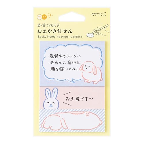 Midori 19106006 Haftnotizen, Haftpapier, Hasenmuster von Midori