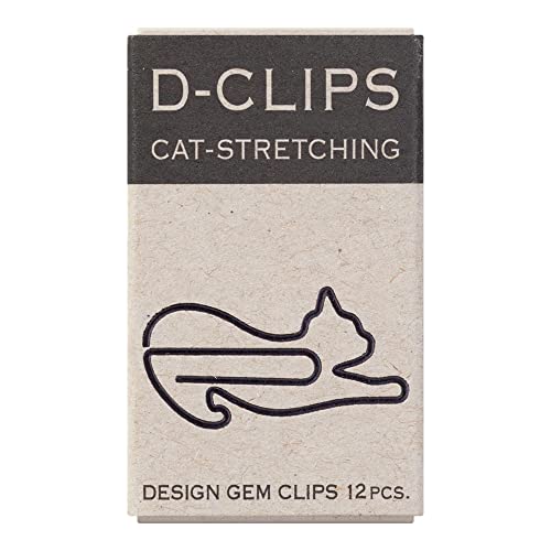 Midori Büroklammer, D-Clips Mini Box, Stretching Cat, 12 Stück (43350006) von Midori