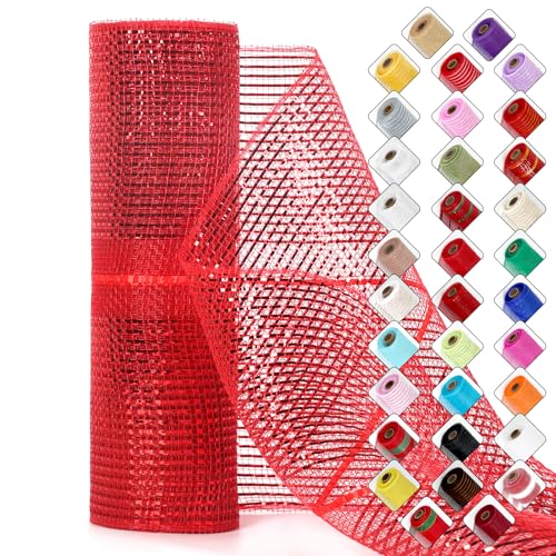 Miegecha Netzband für Kränze, 25,4 cm x 9,2 m, Oster-Netzband mit glänzender Metallic-Folie für Ostern, Weihnachten, Party, Hochzeit, Heimdekoration, Bastelprojekte und Geschenkverpackungen (rot Miegecha Netzband für Kränze, 25,4 cm x 9,2 m, Oster-Netzband mit glänzender Metallic-Folie für Ostern, Weihnachten, Party, Hochzeit, Heimdekoration, Bastelprojekte und Geschenkverpackungen (rot von Miegecha