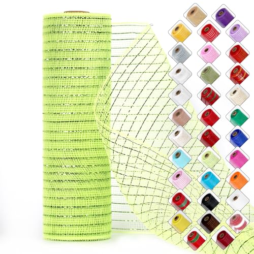 Miegecha Netzband für Kränze, 25,4 cm x 9,2 m, Oster-Netzband mit glänzender Metallic-Folie für Ostern, Weihnachten, Party, Hochzeit, Heimdekoration, Bastelprojekte und Geschenkverpackungen (Hellgrün) Miegecha Netzband für Kränze, 25,4 cm x 9,2 m, Oster-Netzband mit glänzender Metallic-Folie für Ostern, Weihnachten, Party, Hochzeit, Heimdekoration, Bastelprojekte und Geschenkverpackungen (Hellgrün) von Miegecha