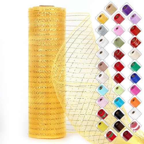 Miegecha Netzband für Kränze, 25,4 cm x 9,2 m, Oster-Netzband mit glänzender Metallic-Folie für Ostern, Weihnachten, Party, Hochzeit, Heimdekoration, Bastelprojekte und Geschenkverpackungen (Gold) Miegecha Netzband für Kränze, 25,4 cm x 9,2 m, Oster-Netzband mit glänzender Metallic-Folie für Ostern, Weihnachten, Party, Hochzeit, Heimdekoration, Bastelprojekte und Geschenkverpackungen (Gold) von Miegecha