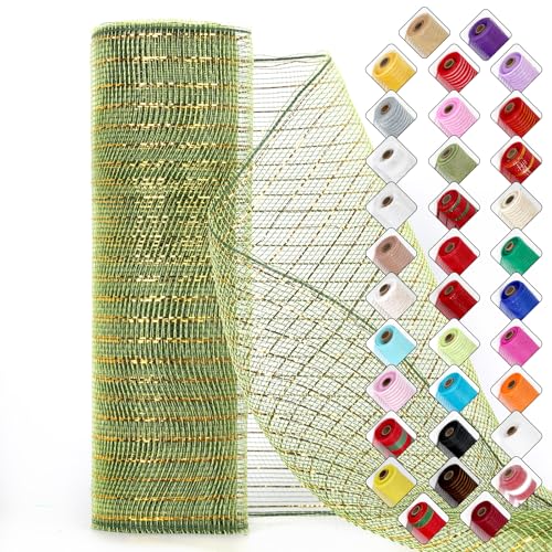 Miegecha Netzband für Kränze, 25,4 cm x 9,2 m, Oster-Netzband mit glänzender Metallic-Folie für Ostern, Weihnachten, Party, Hochzeit, Heimdekoration, Bastelprojekte und Geschenkverpackungen (Armeegrün Miegecha Netzband für Kränze, 25,4 cm x 9,2 m, Oster-Netzband mit glänzender Metallic-Folie für Ostern, Weihnachten, Party, Hochzeit, Heimdekoration, Bastelprojekte und Geschenkverpackungen (Armeegrün von Miegecha