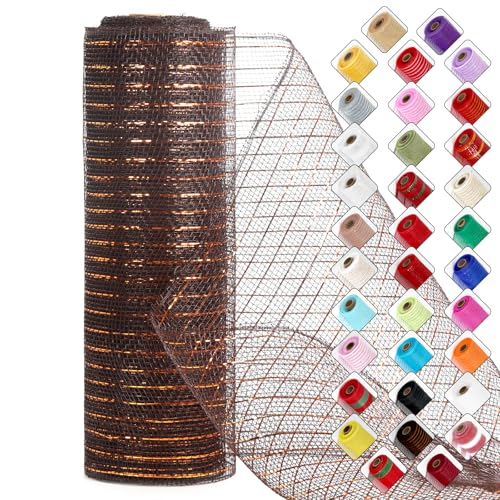 Miegecha Netzband für Kränze, 25,4 cm x 9,2 m, Oster-Netzband mit glänzender Metallic-Folie für Ostern, Weihnachten, Party, Hochzeit, Heimdekoration, Bastelprojekte und Geschenkverpackungen (braun) Miegecha Netzband für Kränze, 25,4 cm x 9,2 m, Oster-Netzband mit glänzender Metallic-Folie für Ostern, Weihnachten, Party, Hochzeit, Heimdekoration, Bastelprojekte und Geschenkverpackungen (braun) von Miegecha