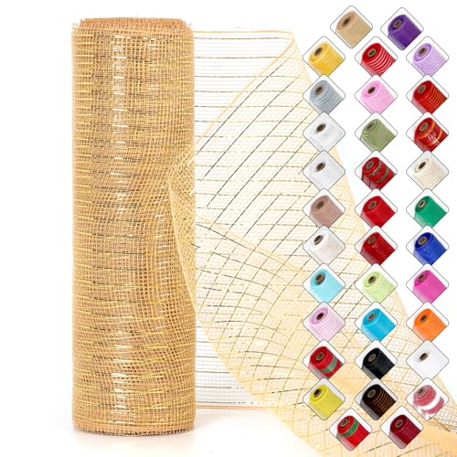 Miegecha Netzband für Kränze, 25,4 cm x 9,2 m, Oster-Netzband mit glänzender Metallic-Folie für Ostern, Weihnachten, Party, Hochzeit, Heimdekoration, Bastelprojekte und Geschenkverpackungen Miegecha Netzband für Kränze, 25,4 cm x 9,2 m, Oster-Netzband mit glänzender Metallic-Folie für Ostern, Weihnachten, Party, Hochzeit, Heimdekoration, Bastelprojekte und Geschenkverpackungen von Miegecha