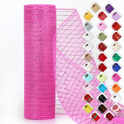 Miegecha Netzband für Kränze, 25,4 cm x 9,2 m, Osternetzband mit glänzender Metallic-Folie für Ostern, Weihnachten, Party, Hochzeit, Heimdekoration, Bastelprojekte und Geschenkverpackungen (Dunkelrosa Miegecha Netzband für Kränze, 25,4 cm x 9,2 m, Osternetzband mit glänzender Metallic-Folie für Ostern, Weihnachten, Party, Hochzeit, Heimdekoration, Bastelprojekte und Geschenkverpackungen (Dunkelrosa von Miegecha