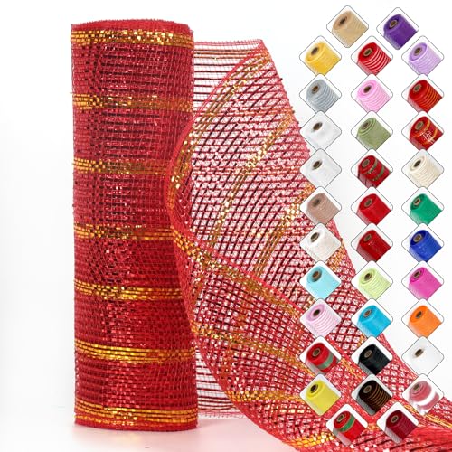 Miegecha Netzband für Kränze, 25,4 cm x 9,2 m, Osternetzband mit glänzender Metallic-Folie für Ostern, Weihnachten, Party, Hochzeit, Heimdekoration, DIY-Handwerksprojekte und Geschenkverpackungen (rot Miegecha Netzband für Kränze, 25,4 cm x 9,2 m, Osternetzband mit glänzender Metallic-Folie für Ostern, Weihnachten, Party, Hochzeit, Heimdekoration, DIY-Handwerksprojekte und Geschenkverpackungen (rot von Miegecha