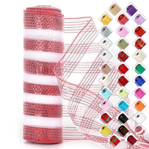 Miegecha Netzband für Kränze, 25,4 cm x 9,2 m, Osternetzband mit glänzender Metallic-Folie für Ostern, Weihnachten, Party, Hochzeit, Heimdekoration, DIY-Handwerksprojekte und Geschenkverpackungen (rot Miegecha Netzband für Kränze, 25,4 cm x 9,2 m, Osternetzband mit glänzender Metallic-Folie für Ostern, Weihnachten, Party, Hochzeit, Heimdekoration, DIY-Handwerksprojekte und Geschenkverpackungen (rot von Miegecha