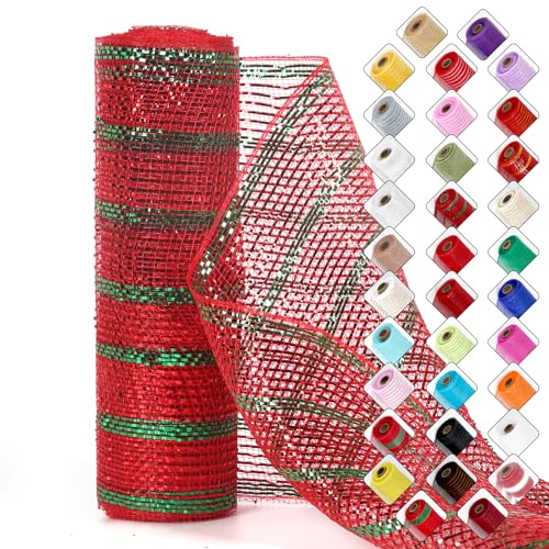 Miegecha Netzband für Kränze, 25,4 cm x 9,2 m, Osternetzband mit glänzender Metallic-Folie für Ostern, Weihnachten, Party, Hochzeit, Heimdekoration, DIY-Handwerksprojekte und Geschenkverpackungen (rot Miegecha Netzband für Kränze, 25,4 cm x 9,2 m, Osternetzband mit glänzender Metallic-Folie für Ostern, Weihnachten, Party, Hochzeit, Heimdekoration, DIY-Handwerksprojekte und Geschenkverpackungen (rot von Miegecha