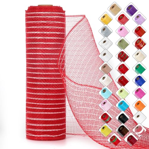 Miegecha Netzband für Kränze, 25,4 cm x 9,2 m, Osternetzband mit glänzender Metallic-Folie für Ostern, Weihnachten, Party, Hochzeit, Heimdekoration, DIY-Handwerksprojekte und Geschenkverpackungen (rot Miegecha Netzband für Kränze, 25,4 cm x 9,2 m, Osternetzband mit glänzender Metallic-Folie für Ostern, Weihnachten, Party, Hochzeit, Heimdekoration, DIY-Handwerksprojekte und Geschenkverpackungen (rot von Miegecha