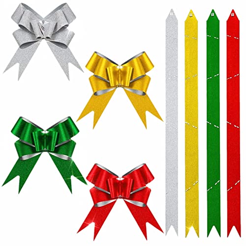 40 Stück Klein Geschenkschleife,17 cm Ziehschleife Geschenk Schleife Rot Grün Gold Silber Weihnachts Geschenkband für Basteln Hochzeit Geburtstag Geschenkverpackung Weihnachtsbaum Weihnachten Party von Mienocol