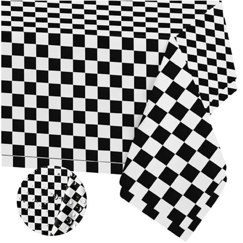 Einweg-Tischdecke, 137 x 274 cm, schwarz und weiß, kariert, rechteckig, Kunststoff, für Rennpartys, Picknicks, Babypartys, Hochzeiten, Geburtstagsfeiern Einweg-Tischdecke, 137 x 274 cm, schwarz und weiß, kariert, rechteckig, Kunststoff, für Rennpartys, Picknicks, Babypartys, Hochzeiten, Geburtstagsfeiern von Mienocol