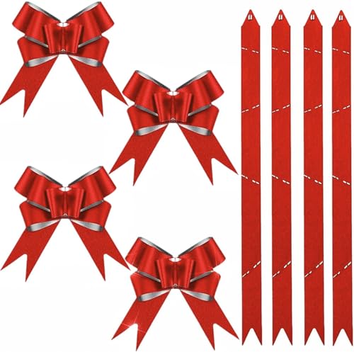 Mienocol 40 Stück Klein Geschenkschleife,17 cm Ziehschleife Geschenk Schleife Rot Geschenkband für Basteln Hochzeit Geburtstag Geschenkverpackung Weihnachtsbaum Weihnachten Party Dekoration von Mienocol