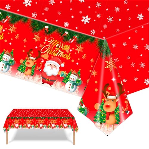 2 Stück Weihnachten Party Tischdecke,137cmx274cm Rote Weihnachten Rechteckig Einweg Tischdecke,Weihnachten Wasserdicht Fleckschutz Tischdecken für Weihnachten Party,Weihnachten tischdeko 2 Stück Weihnachten Party Tischdecke,137cmx274cm Rote Weihnachten Rechteckig Einweg Tischdecke,Weihnachten Wasserdicht Fleckschutz Tischdecken für Weihnachten Party,Weihnachten tischdeko von Mienocol
