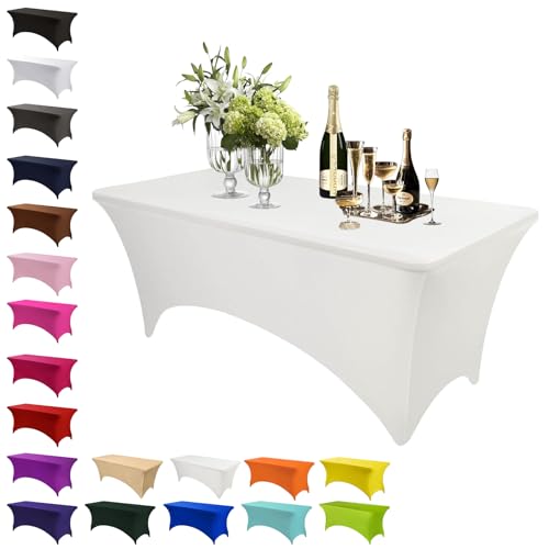Mienocol Elastische Spandex Stretch Tischdecke Elfenbein, 6FT Hohem Elastik, Knitterfrei, Rechteckig, 72x30 inches, Für Bankett & Hochzeit, Polyester-Mischung Mienocol Elastische Spandex Stretch Tischdecke Elfenbein, 6FT Hohem Elastik, Knitterfrei, Rechteckig, 72x30 inches, Für Bankett & Hochzeit, Polyester-Mischung von Mienocol