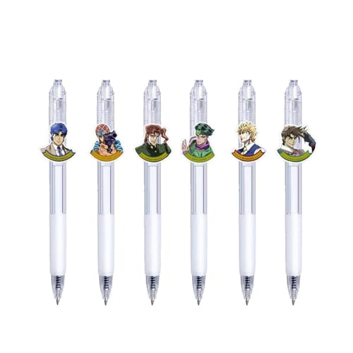 Mifeiwukawa Anime Kugelschreiber 0.5 Anime Figuren Gel Pen Schwarz Set Stift Bürobedarf für Erwachsene Studenten (Set B (6 Stück)) von Mifeiwukawa