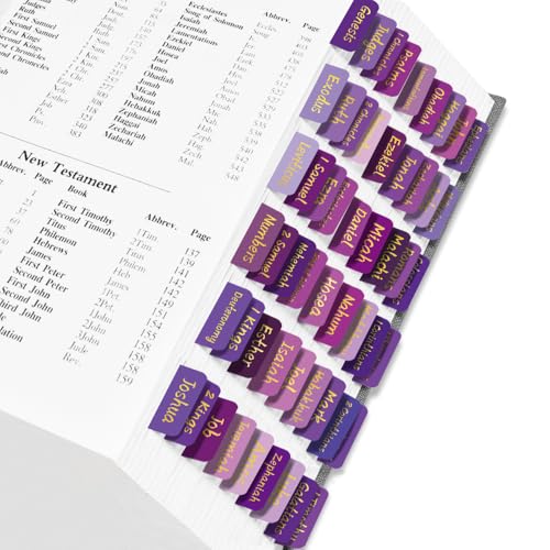 Heilige Bibel-Tabs für Frauen und Männer, 66 laminierte Positionsindex-Tabs, großer Druck, leicht lesbare Bibelmarker, Studienbibelbuchetiketten für schnelle Navigation, Lila Heilige Bibel-Tabs für Frauen und Männer, 66 laminierte Positionsindex-Tabs, großer Druck, leicht lesbare Bibelmarker, Studienbibelbuchetiketten für schnelle Navigation, Lila von Mifuner