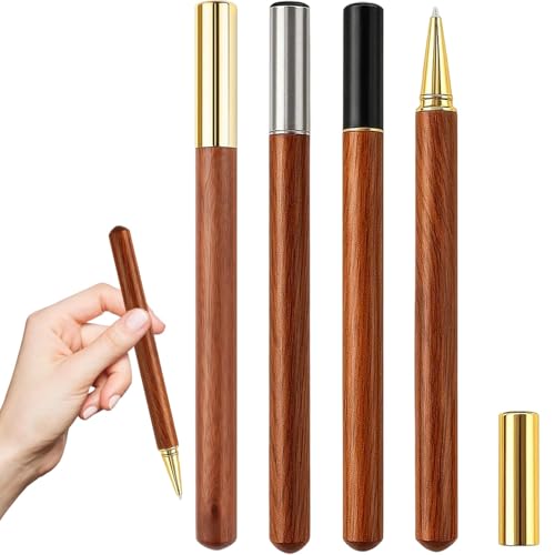 MigWoo 4 Stück Kugelschreiber, Kugelschreiber Hochwertig, Holz Tintenroller, Kulischreiber, Gelschreiber, Ideal für Büro, Schule, Schreiben und Zeichnen für Kinder und Erwachsene, Bleistift Set von MigWoo