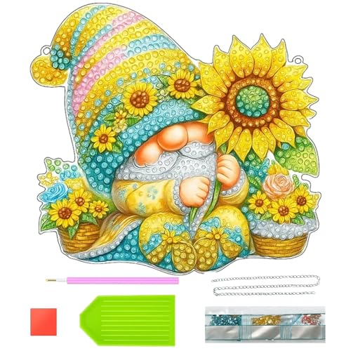 MigWoo 5D Diamond Painting Anhänger Gnome Mit Gänseblümchen, Diamond Painting Fensterbilder Beidseitig, Bastelset Für Erwachsene & Kinder, Hängend Ornament Für Tür Fenster Wand Dekor MigWoo 5D Diamond Painting Anhänger Gnome Mit Gänseblümchen, Diamond Painting Fensterbilder Beidseitig, Bastelset Für Erwachsene & Kinder, Hängend Ornament Für Tür Fenster Wand Dekor von MigWoo