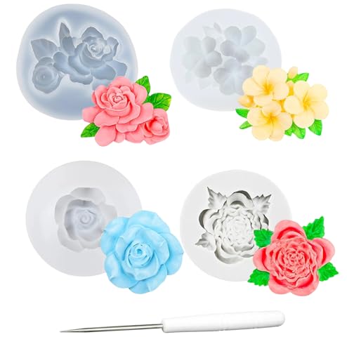 Silikonformen Gießformen, 4 Blumenformen + 1 Kegel, DIY Kerzen und Dekoration, Silikonform Blumen, Gießformen Silikon für Kreativprojekte, Ideal für Geschenke und Heimdekor von MigWoo