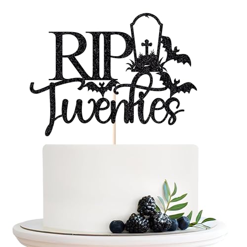 Migeaks Rip Twenties Cake Topper, Death to My Twenties, Rip to My 30s Cake Decorations, Beerdigung Geburtstag Dekoration, Death to My Youth 30th Birthday Party Dekorationen Schwarz Glitzer Migeaks Rip Twenties Cake Topper, Death to My Twenties, Rip to My 30s Cake Decorations, Beerdigung Geburtstag Dekoration, Death to My Youth 30th Birthday Party Dekorationen Schwarz Glitzer von Migeaks
