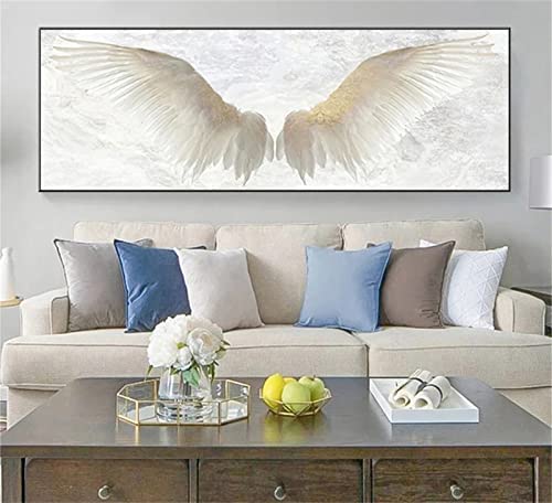 Mihaoe 5D Diamant Painting Bilder Groß,DIY Diamond Painting Weiße Engelsflügel,Diamond Painting Set Full für Kinder und Erwachsene, Diamant Malerei für Home Wanddekoration Kunsthandwerk 40x120cm von Mihaoe