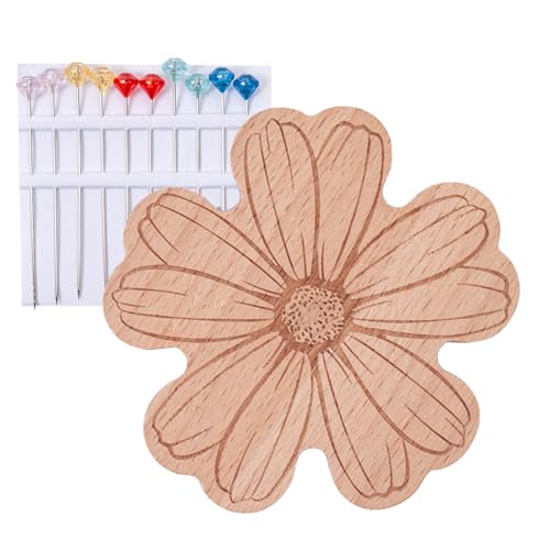 Mihauuke Nadelfixierer,Magnetische Nähnadel-Aufbewahrung | Blumenmuster Holzbox Für Handarbeit Nähen Stricken von Mihauuke