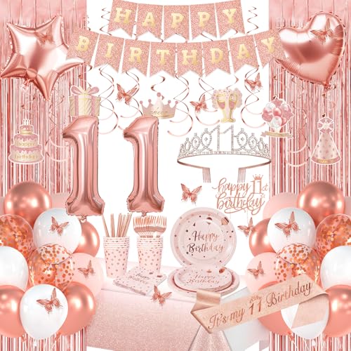 Rose Gold 11 Geburtstag Dekorationen Happy 11th Birthday Dekorationen für Mädchen Geburtstag Party Packs mit Rose Gold Banner Zahl 11 Luftballons Schärpe Krone Tischdecke Geschirr für 10 Gäste Rose Gold 11 Geburtstag Dekorationen Happy 11th Birthday Dekorationen für Mädchen Geburtstag Party Packs mit Rose Gold Banner Zahl 11 Luftballons Schärpe Krone Tischdecke Geschirr für 10 Gäste von Miidenks