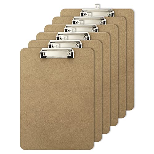 Klemmbrett A4, Klemmbrett aus Holz, Schreibbrett mit Gummierter Metalklemme und Aufhängeose, Zwischenablage Schreibblock, Pad Halter Clipboard, Clipboard A4 für Rechtsanwälte Schüler Lehrer Kinder (6) von Miiepls
