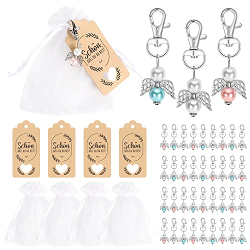 MIIEPLS 36 Stück Schutzengel Anhänger, Gastgeschenke mit Organza Beutel Kraftpapier für Hochzeit Taufe Weihnachten Geburtstag Konfirmation von Miiepls