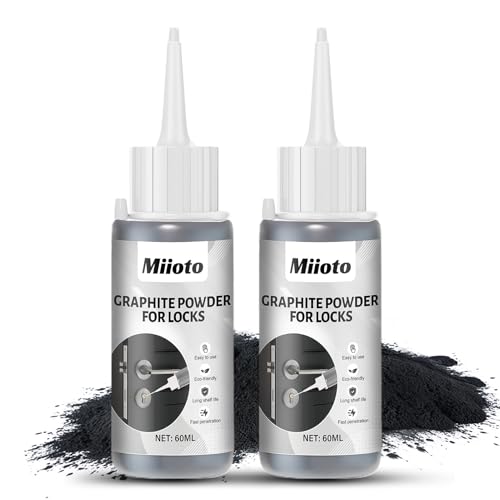 Graphitpulver für Schlösser, Graphitpulver Türschloss, Graphit Spray, Graphitspray für Türschlösser, Löst Festsitzende Zylinder, Fensterscharnieren, Tür und Fensterschienen usw 60 ML*2 von Miioto