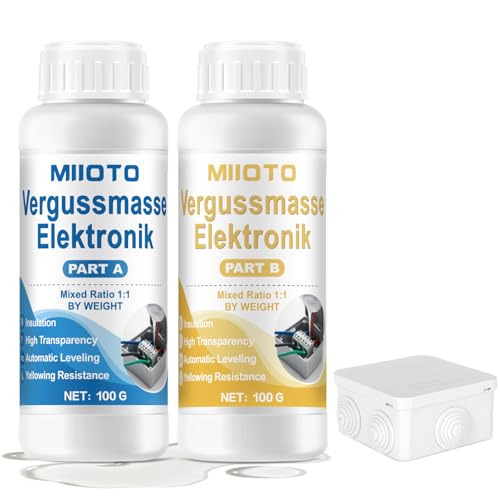 Miioto Elektrovergussmasse, Gießharz Elektro, Vergussmasse Elektronik, mit Abzweigdose Wasserdicht, Elektrovergussmasse Transparente Geeignet für Platinen, Formen, Isoliert von Miioto