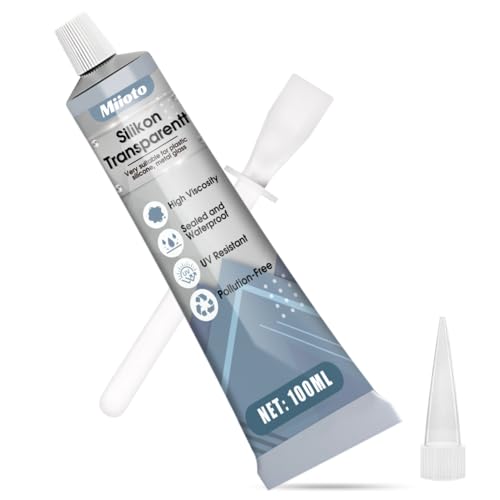Miioto Silikon Flüssig, Silikon Tube, Silikonkleber Transparent, Glaskleber Transparent Stark Wasserfest, Silikonkleber Geeignet für Kunststoff, Glas, Industrie und Andere Superkleber, 100ml von Miioto