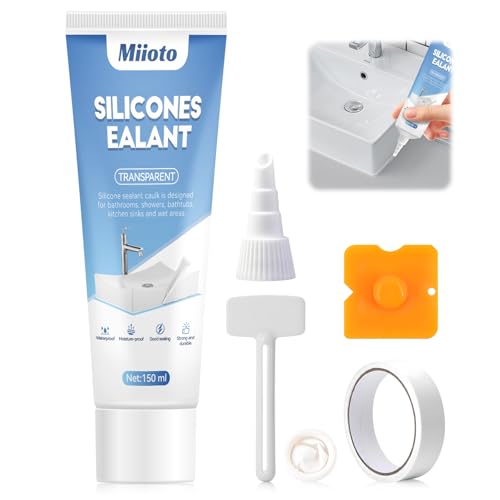 Silikon Badezimmer, Silikon Transparent Außen, silikon zum Abdichten, silikons Küche, Wasserfestes Sanitär Silikonkleber, Sanitärsilikon für Küche & Bad150 ML-Transparent Silikon Badezimmer, Silikon Transparent Außen, silikon zum Abdichten, silikons Küche, Wasserfestes Sanitär Silikonkleber, Sanitärsilikon für Küche & Bad150 ML-Transparent von Miioto