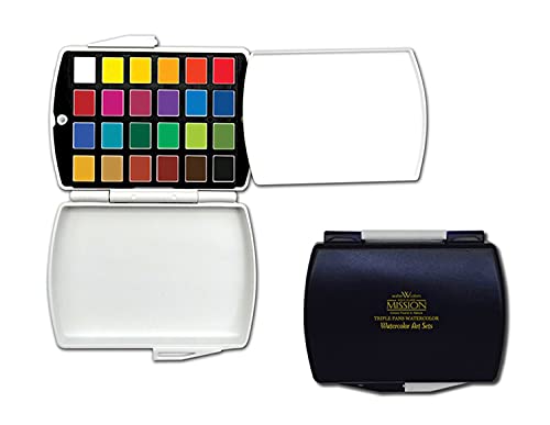 MIJELLO 87028 Mission Gold Aquarell-Kasten mit 1/2 Näpfchen, cadmiumfreie Künstler-Aquarellfarbe, 24 halbe Näpfchen je 1,2 ml Aquarell-Farbe, inkl. 1 Mischpalette MIJELLO 87028 Mission Gold Aquarell-Kasten mit 1/2 Näpfchen, cadmiumfreie Künstler-Aquarellfarbe, 24 halbe Näpfchen je 1,2 ml Aquarell-Farbe, inkl. 1 Mischpalette von Mijello