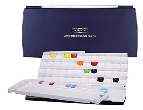 Mijello Aquarellpalette MWP-1772 luftdicht, Doppeldecker, 72 Mulden, 370 x 180 x 30 mm von Mijello