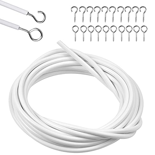 10M Vorhangdraht, Vorhang Draht Hängender Kabel Installationssatz, Gardinendraht Weiß Vorhang Drahtseil mit 20 St Haken für Gardinenstangen, Gardinenseil Vorhangseilsystem für Netzvorhangstangen 10M Vorhangdraht, Vorhang Draht Hängender Kabel Installationssatz, Gardinendraht Weiß Vorhang Drahtseil mit 20 St Haken für Gardinenstangen, Gardinenseil Vorhangseilsystem für Netzvorhangstangen von Mikihat