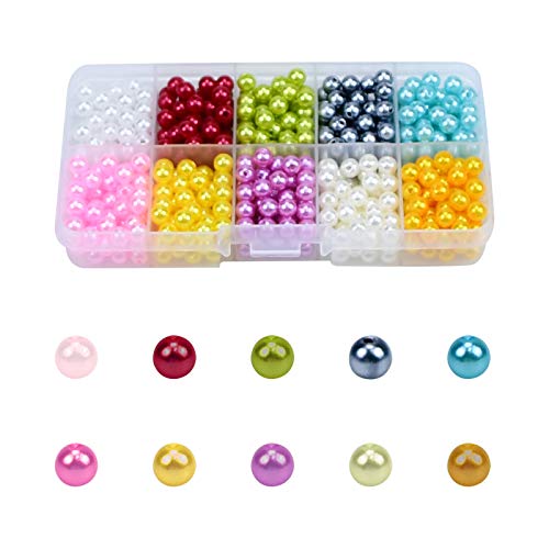 600Stück Glasperlen, 10 Farben 6mm Perlen Runde Bunte Perlen Bastelperlen zum Auffädeln, Kunstperlen Gemischte Farbe Glass Beads für die Halskette Armbänder Herstellung von Mikihat