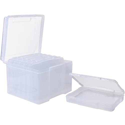 Große Foto Aufbewahrungs Organizer Box, Fotoaufbewahrungsbox Kunststoff mit 6 Fotohüllen, Transparent Fotoboxen mit Deckel, Container Case Rezeptkarten Werkzeuge Bastelarbeiten Sortierbox, 20x14.5x3cm von Mikihat