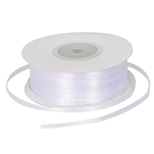 Satinband 3mm Weiß Geschenkband 91 Meter Länge Polyester Gewebtes Band Dünn zum Basteln, Einpacken, Dekorieren, Verzieren, Hochzeit, Taufe, Geburtstag, Weihnachten, Party Dekoration Satinband 3mm Weiß Geschenkband 91 Meter Länge Polyester Gewebtes Band Dünn zum Basteln, Einpacken, Dekorieren, Verzieren, Hochzeit, Taufe, Geburtstag, Weihnachten, Party Dekoration von Mikihat