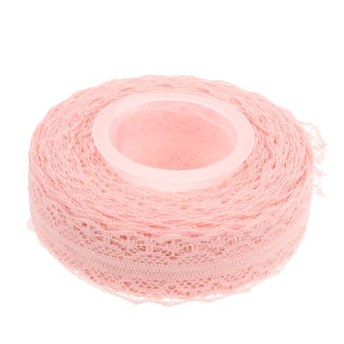 Mikikit 1 Rolle Spitzen band Eleganter Zierbesatz Band für DIY Spitzenband-Masse Bänder für Handwerk Spitzenbänder zum Basteln Geschenkverpackungsbänder Band für Netzband Rosa von Mikikit