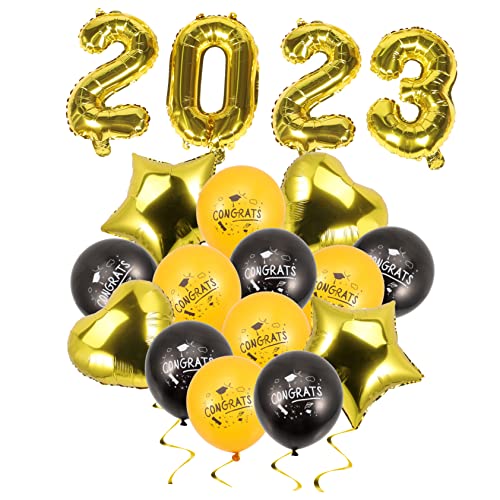 Mikikit 1 Satz Abschlusszertifikatballon Ballonzubehör Ballongirlande Abschluss-klassenzimmer-ornamente Geburtstagsabschluss Goldrand Abschlussballons Golden Aluminiumfolie von Mikikit