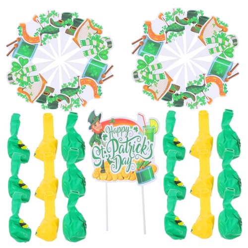 Mikikit 1 Satz Kleeblatt-Partydekorationen Thema Ballon-Kuchendekorationen dekorativ st patricks day dekorationen Tortenaufleger Luftballons Ballon-Kuchen-Topper Gummi Grün von Mikikit